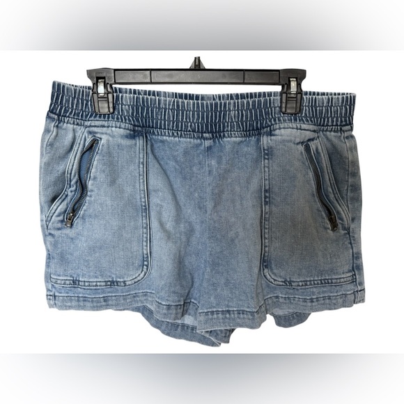 Aerie Y2K Denim Shorts Women’s Large Blue Pull On Chambray Soft Stretch - Picture 1 of 8